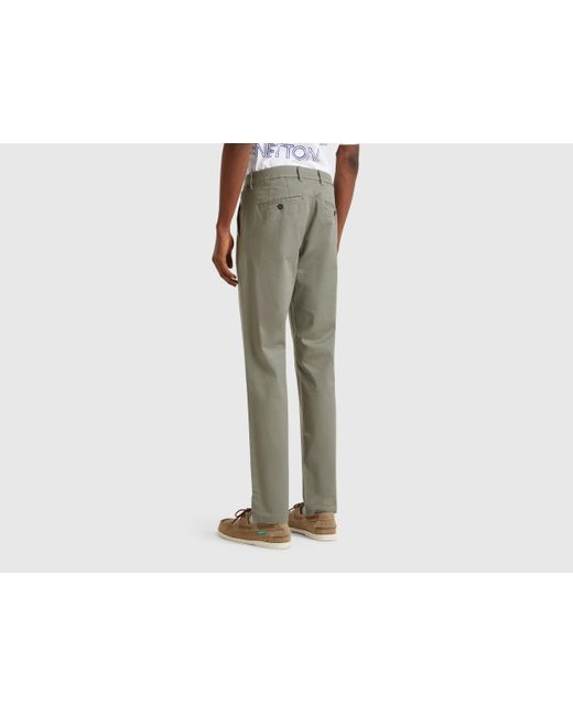 Benetton, Chinos Slim Fit De Algodón Elástico, Verde Claro, Hombre Benetton de hombre de color Black