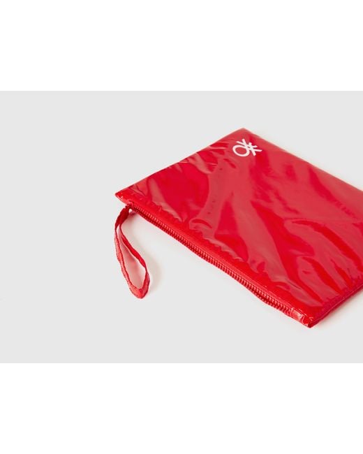 Benetton Red Benetton, Large Clutch With Logo