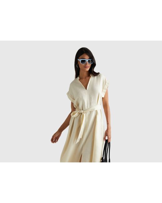 Benetton Black Benetton, 100% Linen Dress With Sash