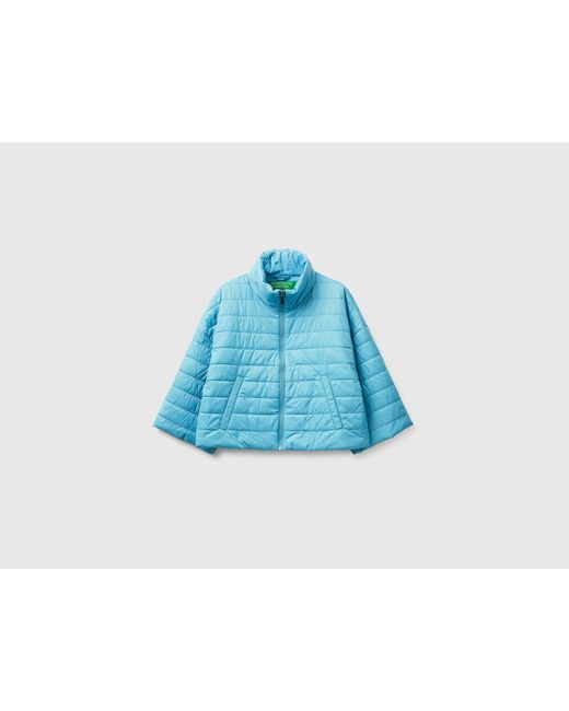 Benetton Blue Benetton, Lightweight Padded Jacket With 3/4 Sleeves