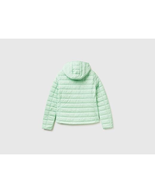 Benetton Green Benetton, Lightweight Padded Jacket With Hood