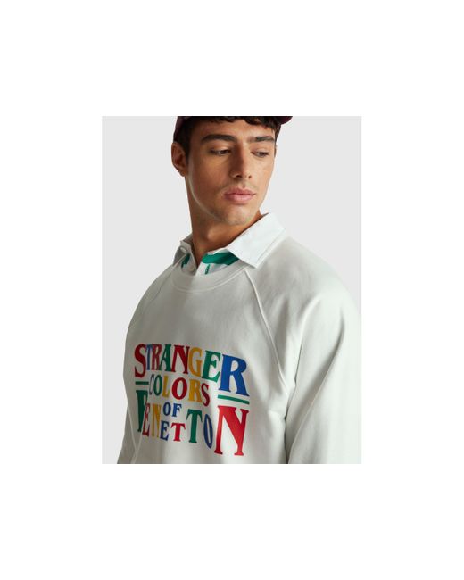 Benetton, Sudadera De Corte Holgado De Stranger Things, Talla, Blanco Crema, Hombre Benetton de hombre de color Black