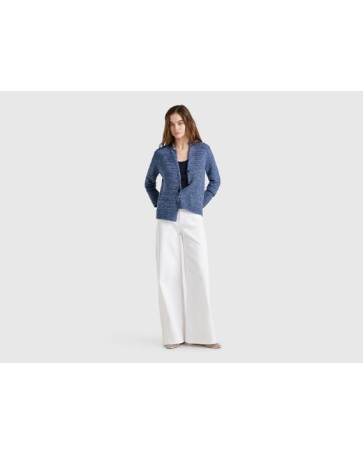 Benetton, Veste Tricotée 100% Coton, Bleu, Femme Benetton en coloris Blue