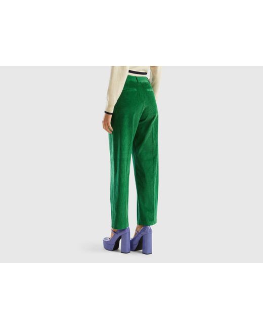 Pantaloni Straight In Velluto A Coste di Benetton in Verde | Lyst
