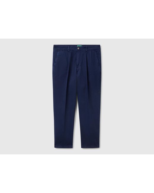 Benetton, Chinos De Algodón Elástico, Azul Oscuro, Hombre Benetton de hombre de color Black