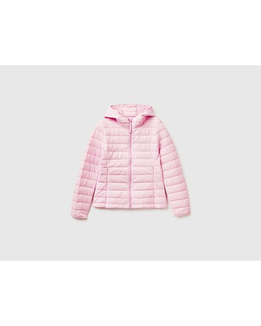 Benetton Black Benetton, Lightweight Padded Jacket With Hood