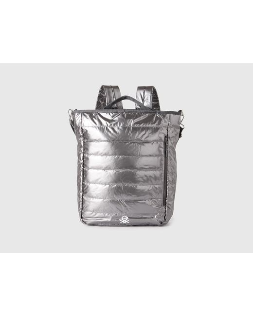 Benetton Gray Benetton, Padded Rucksack With Shoulder Strap