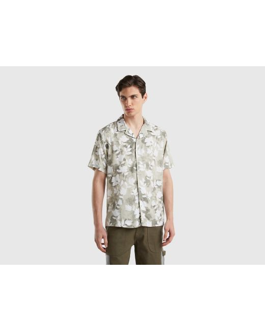 Benetton Black Flowy Shirt With Floral Print for men