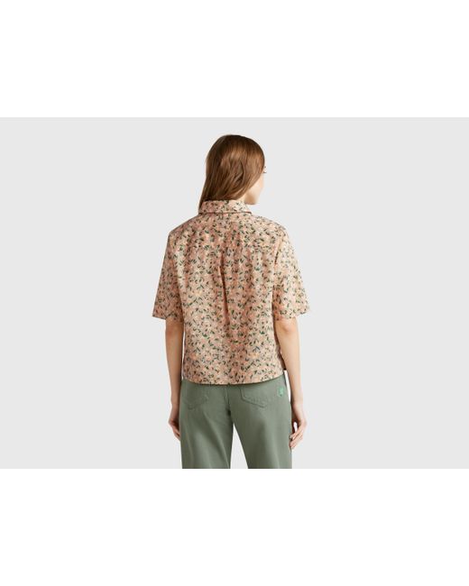 Benetton, Camisa Estampada De Algodón Ligero, Mujer Benetton de color Black