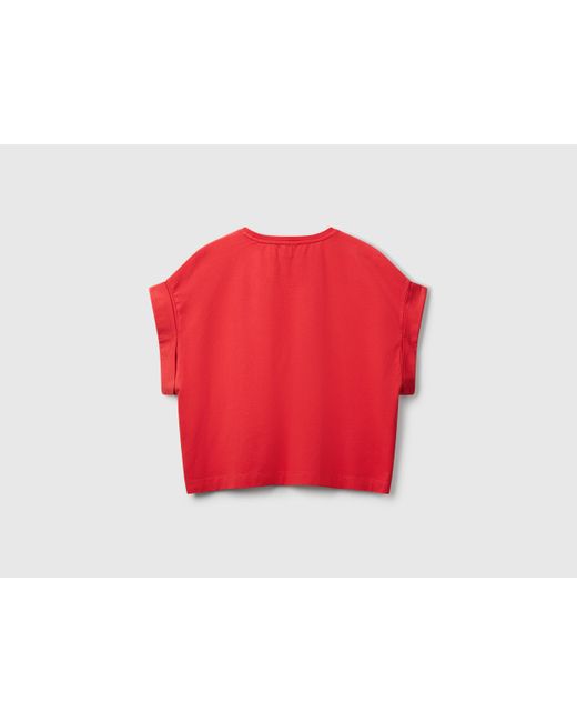 Benetton, T-Shirt Avec Poche Macramé, Rouge Brique, Femme Benetton en coloris Red