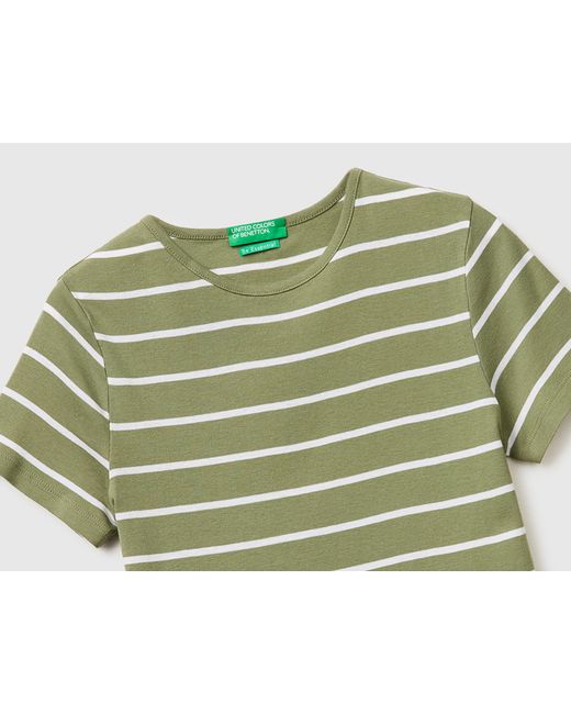 Benetton Green Benetton, Crew Neck Striped T-Shirt