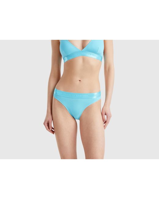 Benetton Blue Benetton, Stretch-Slip Aus Bio-Baumwolle, Türkis