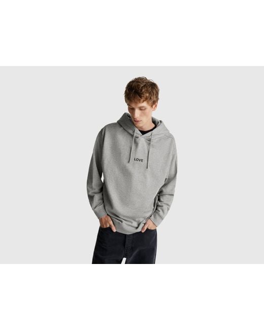 Benetton, Sudadera Con Estampado, Talla, Gris, Hombre Benetton de hombre de color Black