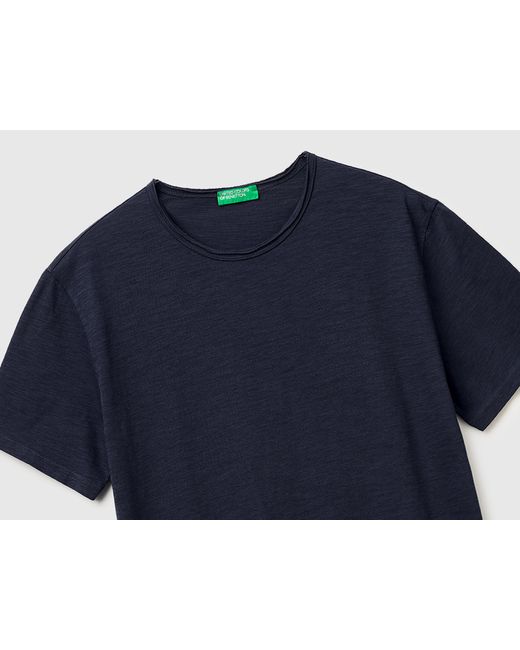 Benetton Blue Benetton, Slub Cotton T-Shirt for men