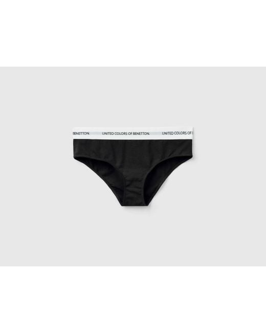 Benetton Black High-rise Underwear In Organic Cotton