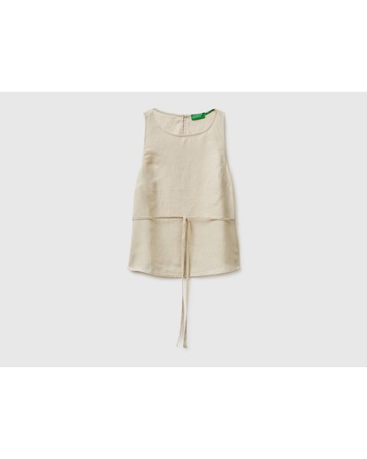 Benetton Black Benetton, 100% Linen Tank Top With Strap
