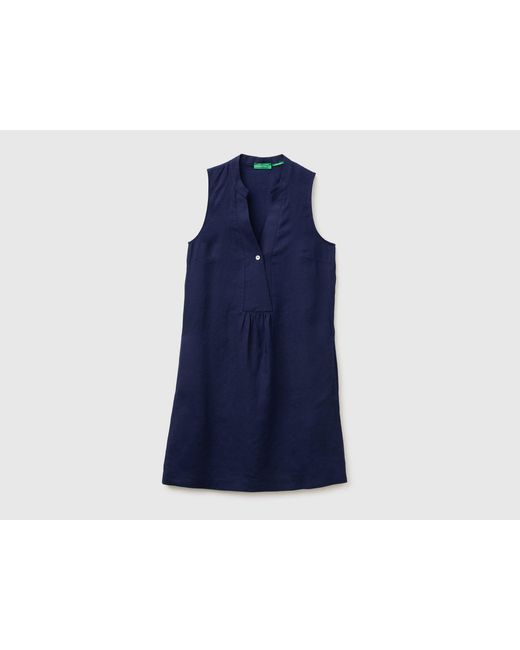 Benetton Blue Benetton, 100% Linen Short Dress