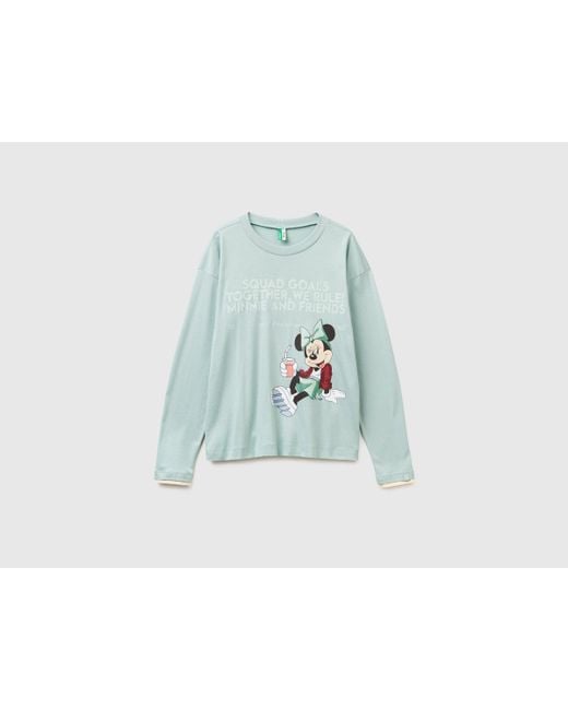 Benetton, Maglia Con Stampa Disney Minnie, Taglia, Verde Acqua, Donna di Benetton in Green