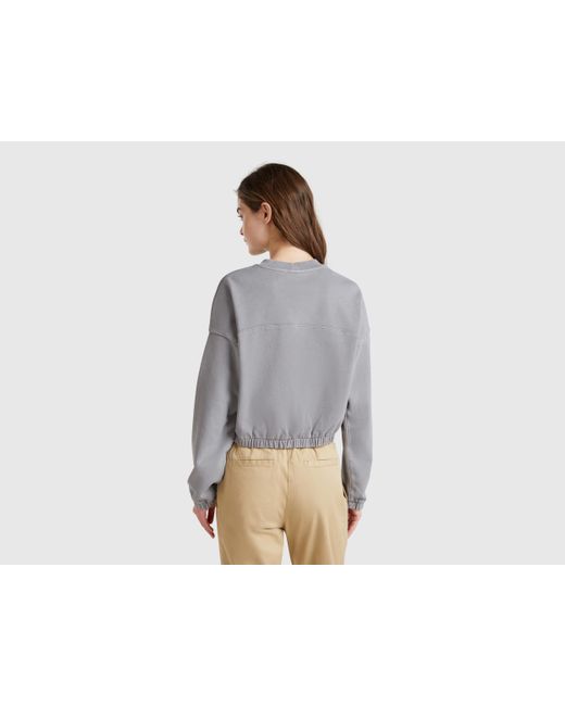 Benetton, Sudadera Con Elástico, Gris, Mujer Benetton de color Black
