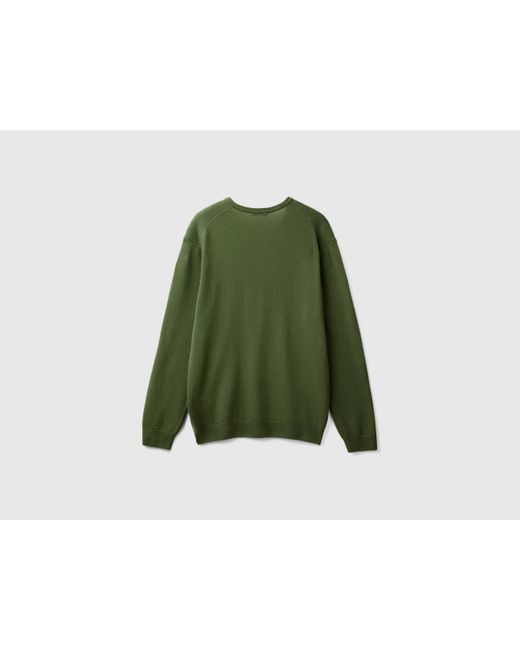 Benetton Green Benetton, V-Neck Sweater for men