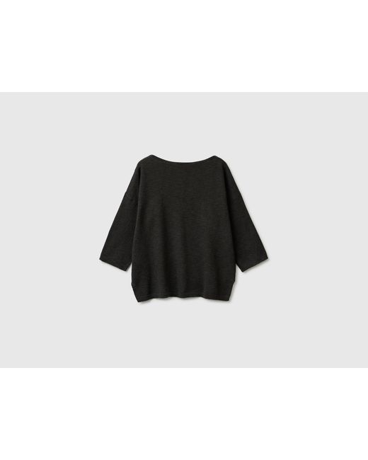Benetton Black Benetton, Boxy Fit Linen Blend Sweater