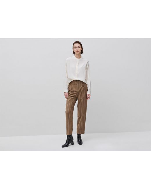 Benetton Black Benetton, Striped Blouse With Mandarin Collar