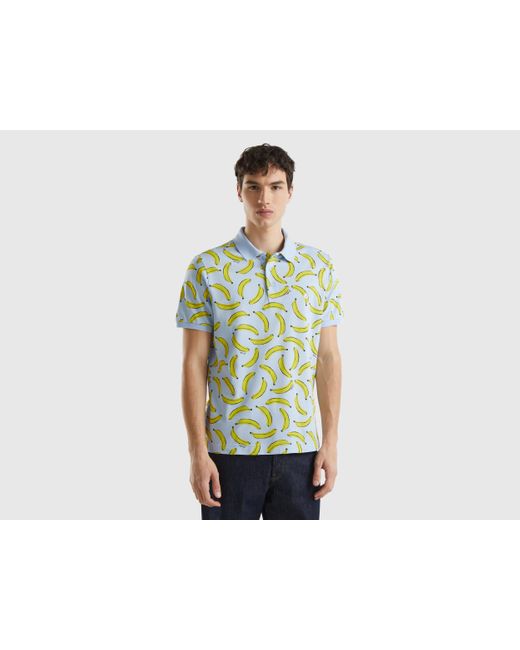 Benetton Poloshirt Mit Bananen-pattern Aus Bio-baumwolle in Green für Herren