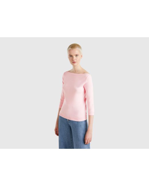 Benetton Black Benetton, Pulli Aus 100% Baumwolle Mit Boot-Ausschnitt