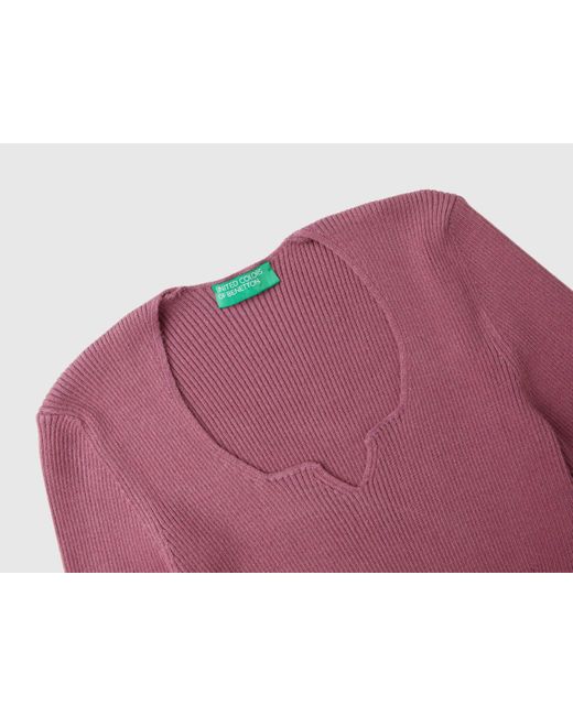 Benetton Red Benetton, Sweater With Sweetheart Neck