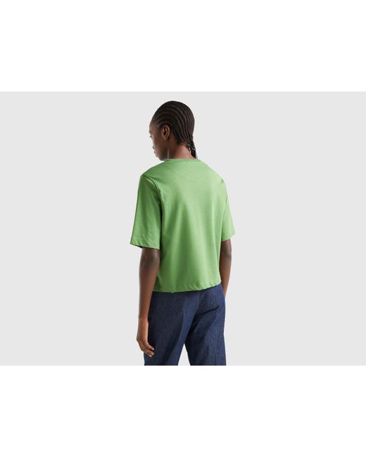 Benetton Green T-shirt Aus 100% Baumwolle Im Boxy Fit
