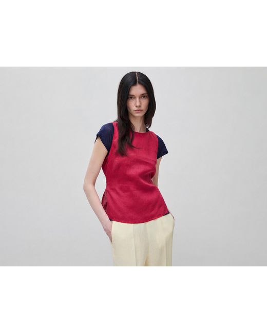 Benetton Red Benetton, 100% Linen Tank Top With Strap