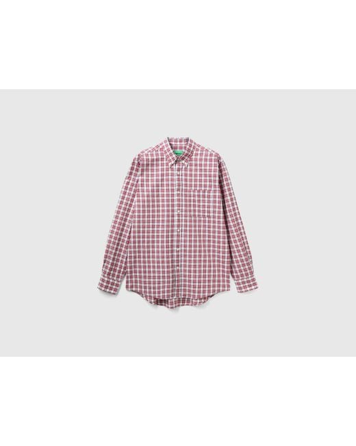 Benetton Red Benetton, Check Button-Down Shirt for men