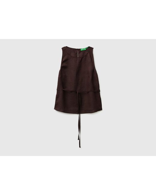 Benetton Black Benetton, 100% Linen Tank Top With Strap