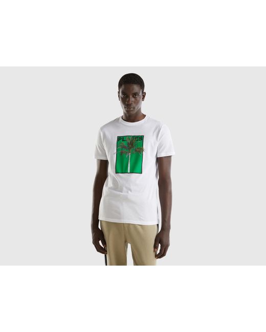 Camiseta De Algodón Ligero Benetton de hombre de color Black