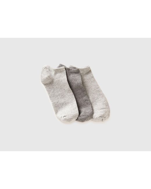 Benetton Gray Benetton, Three Pairs Of Plain Short Socks