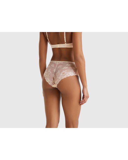 Benetton, Culotte Elástico Con Encaje, Mujer Benetton de color Black