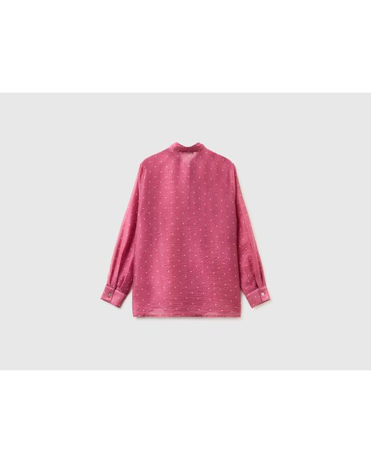 Benetton Pink Benetton, Flowy Shirt With Micro Polka Dots