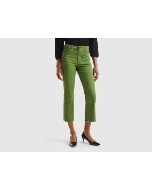 Pantalón Cropped Con Cinco Bolsillos Benetton de color Green