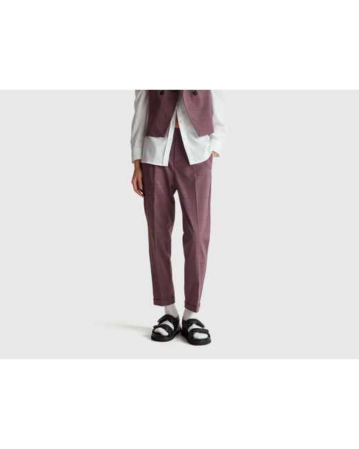 Benetton Purple Benetton, Houndstooth Flannel Trousers