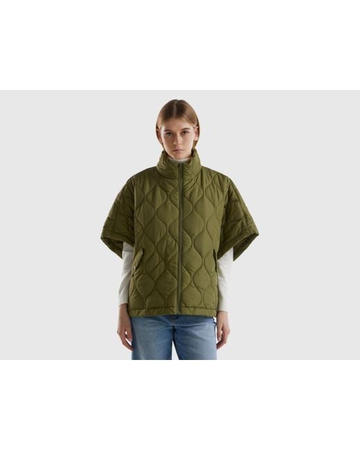 Benetton Green Benetton, Quilted Cape With Lightweight Padding