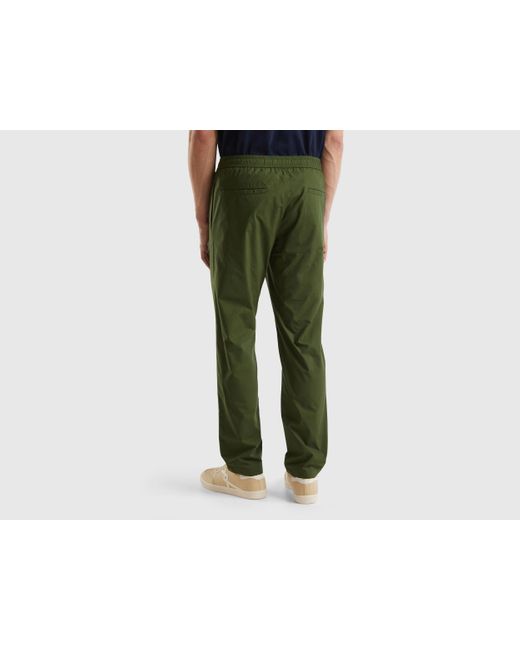 Benetton Black Canvas Trousers With Drawstring for men