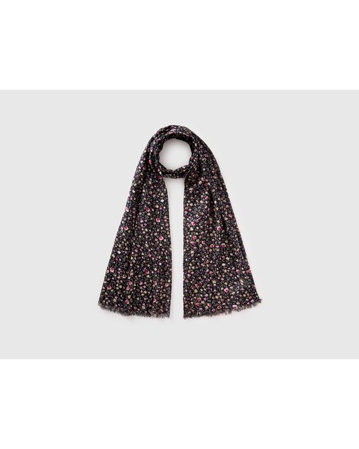 Benetton Black Benetton, Patterned Viscose Scarf
