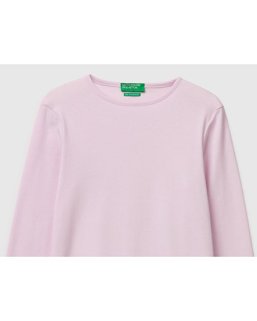 Benetton, T-Shirt À Manches Longues Coupe Ajustée, Taille, Rose Pâle, Femme Benetton en coloris Black