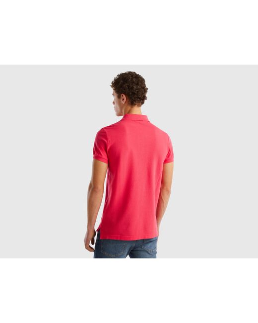 Polo Fucsia Slim Fit di Benetton in Red da Uomo