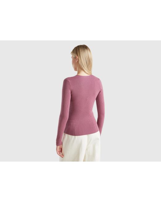 Benetton Red Benetton, Sweater With Sweetheart Neck