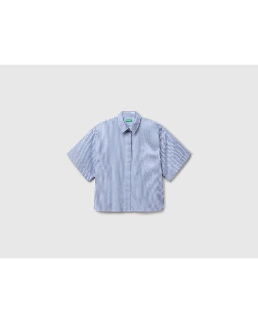 Benetton, Camicia Boxy Fit A Righe, Blu, Donna di Benetton in Black