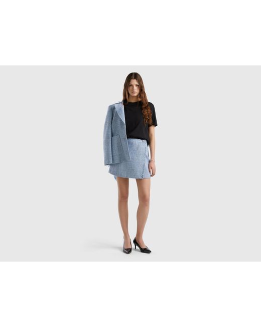 Benetton Black Mini Skirt In Tweed