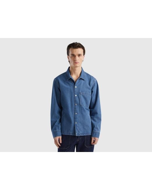 Overshirt Di Jeans di Benetton in Blue da Uomo