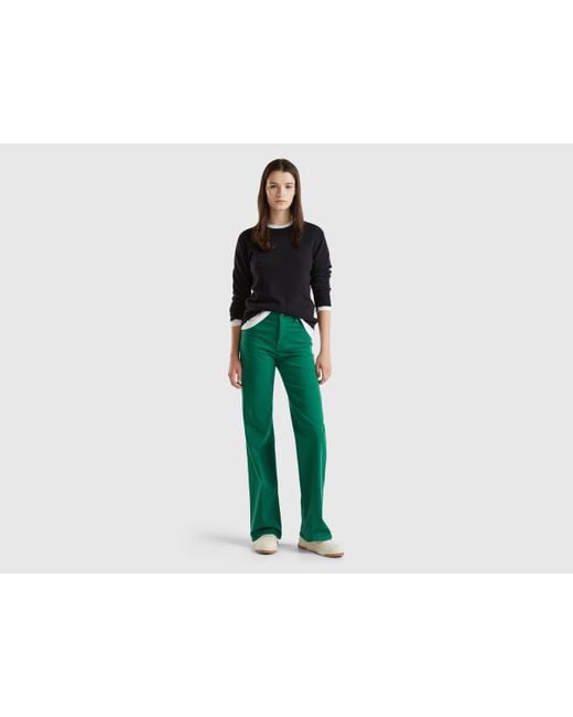 Benetton Green Benetton, Flared Stretch Jeans, , Dark