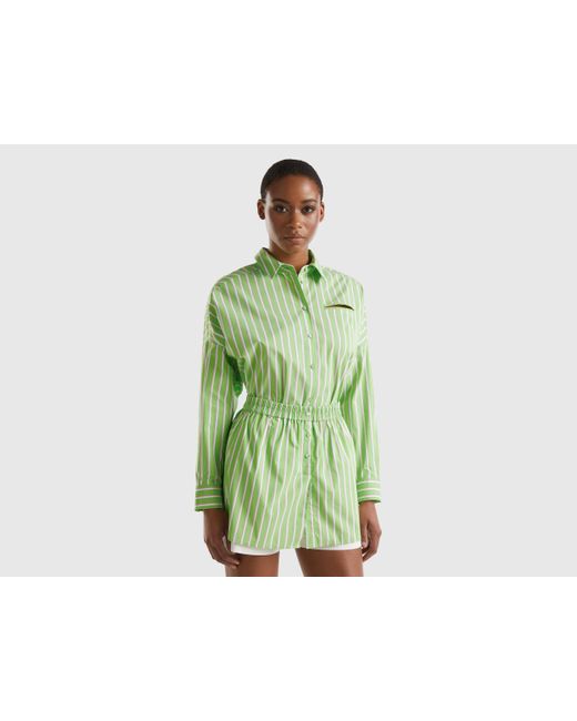Benetton Green Wide Striped Shirt